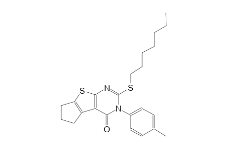 2-(heptylsulfanyl)-3-(4-methylphenyl)-3,5,6,7-tetrahydro-4H-cyclopenta[4,5]thieno[2,3-d]pyrimidin-4-one