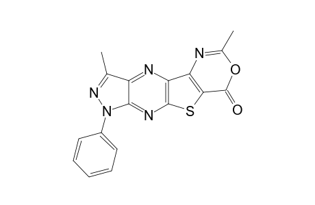 3,6-Dimethyl-1-phenyl-1H-pyrazolo[3'',4'':5',6']pyrazino[2',3':4,5]thieno[3,2-d][1,3]oxazin-8-one