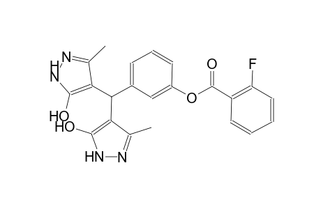 benzoic acid, 2-fluoro-, 3-[bis(5-hydroxy-3-methyl-1H-pyrazol-4-yl)methyl]phenyl ester