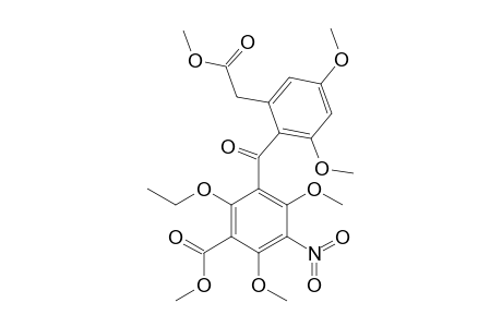 3-(a-carboxy-4,6-dimethoxy-o-toluoyl)-4,6-dimethoxy-2-ethoxy-5-nitrobenzoic acid, dimethyl ester
