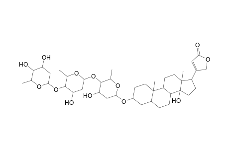 Card-20(22)-enolide, 3-[(O-2,6-dideoxy-.beta.-D-ribo-hexopyranosyl-(1.fwdarw.4)-O-2,6-dideoxy-.beta.-D-ribo-hexopyranosyl-(1.fwdarw.4)-2,6-dideoxy-.beta.-D-ribo-hexopyranosyl)oxy]-14-hydroxy-, (3.beta.,5.beta.)-