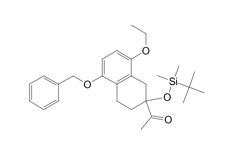 (+/-)-2-ACETYL-5-BENZYLOXY-2-(TERT.-BUTYL-DIMETHYLSILYLOXY)-8-ETHOXY-1,2,3,4-TETRAHYDRO-NAPHTHALENE