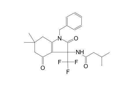 N-[1-benzyl-6,6-dimethyl-2,4-dioxo-3-(trifluoromethyl)-2,3,4,5,6,7-hexahydro-1H-indol-3-yl]-3-methylbutanamide