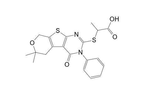 2-(1-carboxy-1-ethylthio)-6,6-dimethyl-4-oxo-3-phenyl-3,4,5,6-tetrahydro-8H-pyrano[4',3':4,5]thieno[2,3-d]pyrimidine