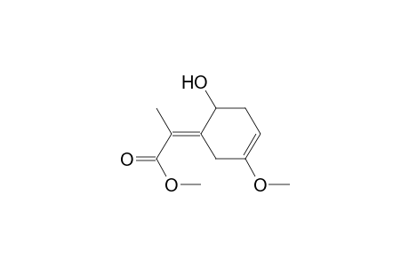 Propanoic acid, 2-(6-hydroxy-3-methoxy-3-cyclohexen-1-ylidene)-, methyl ester, (E)-(.+-.)-