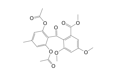 Benzoic acid, 2-[2,6-bis(acetyloxy)-4-methylbenzoyl]-3,5-dimethoxy-, methyl ester