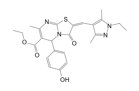 ethyl (2E)-2-[(1-ethyl-3,5-dimethyl-1H-pyrazol-4-yl)methylene]-5-(4-hydroxyphenyl)-7-methyl-3-oxo-2,3-dihydro-5H-[1,3]thiazolo[3,2-a]pyrimidine-6-carboxylate