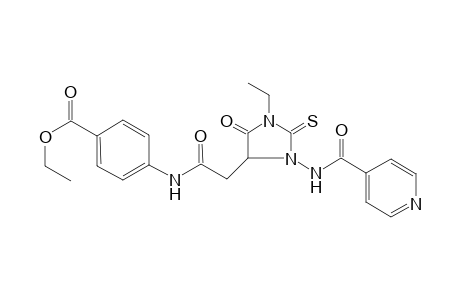 Benzoic acid, 4-[[[1-ethyl-5-oxo-3-[(4-pyridinylcarbonyl)amino]-2-thioxo-4-imidazolidinyl]acetyl]amino]-, ethyl ester