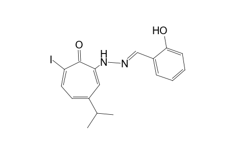 salicylaldehyde, (6-iodo-3-isopropyl-7-oxo-1,3,5-cycloheptatrien-1-yl)hydrazone