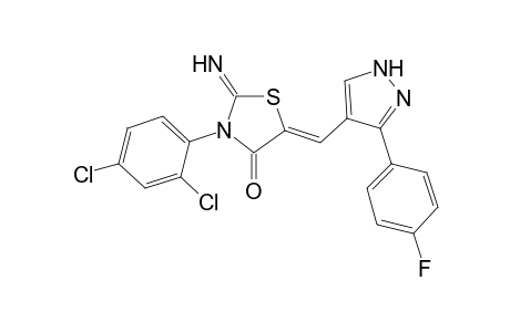 (5Z)-2-azanylidene-3-(2,4-dichlorophenyl)-5-[[5-(4-fluorophenyl)-1H-pyrazol-4-yl]methylidene]-1,3-thiazolidin-4-one