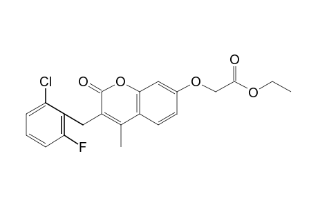 {[3-(2-chloro-6-fluorobenzyl)-4-methyl-2-oxo-2H-1-benzopyran-7-yl]oxy}acetic acid, ethyl ester