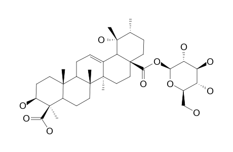 ILEXSAPONIN-A;3-BETA,19-ALPHA-DIHYDROXY-URS-12-EN-24,28-DIOIC-ACID-28-O-BETA-D-GLUCOPYRANOSIDE