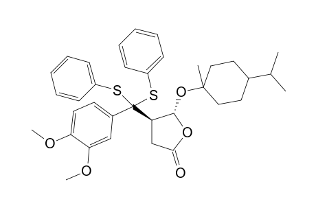 (-)-(4R,5R)-4-[3',4'-Dimethoxy-.alpha.,.alpha.-bis(phenylthio)benzyl]-5-(1-menthyloxy)butyrolactone