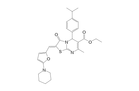 (2Z)-3-keto-7-methyl-5-p-cumenyl-2-[(5-piperidino-2-furyl)methylene]-5H-thiazolo[3,2-a]pyrimidine-6-carboxylic acid ethyl ester