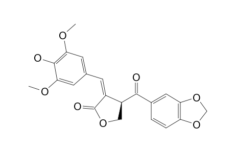 (E)-2,2'-(4-Hydroxy-3,5-dimethoxybenzal)-3-(3,4-methylenedioxybenzoyl)-butanolide