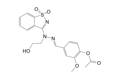 benzaldehyde, 4-(acetyloxy)-3-methoxy-, (1,1-dioxido-1,2-benzisothiazol-3-yl)(2-hydroxyethyl)hydrazone