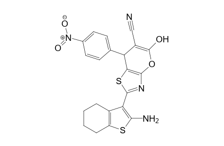 2-(2-Amino-4,5,6,7-tetrahydrobenzo[b]thiophen-3-yl)-5-hydroxy-7-(4-nitro-phenyl)-7H-prrano[2,3-d]thiazole-6-carbonitrile