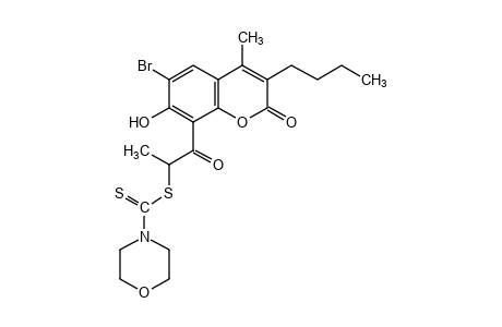 6-bromo-3-butyl-7-hydroxy-8-(2-mercaptopropionyl)-4-methyl-coumarin-8-(4-morpholinecarbodithioate)