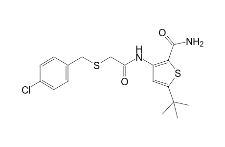 5-tert-butyl-3-{2-[(p-chlorobenzyl)thio]acetamido}-2-thiophenecarboxamide