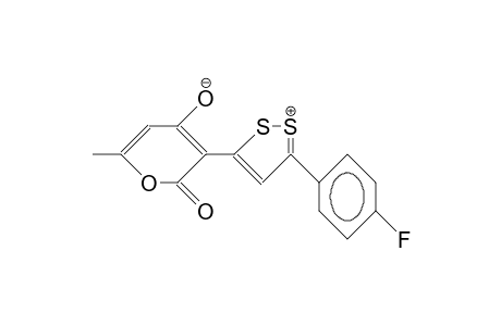 6-Methyl-3-(5'-(4-fluoro-phenyl)-17,2'-dithiole-3'-ylidene)-2,3-dihydro-pyran-2,4-dione