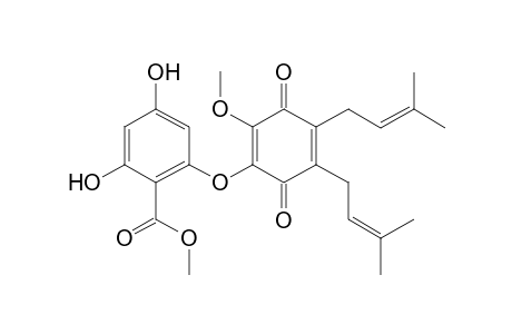 ATROVIRINONE;2-(1-METHOXYCARBONYL-4,6-DIHYDROXYPHENOXY)-3-METHOXY-5,6-DI-(3-METHYL-2-BUTENYL)-1,4-BENZOQUINONE