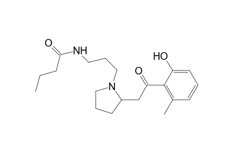 N-[3-[2-[2-(2-hydroxy-6-methyl-phenyl)-2-keto-ethyl]pyrrolidino]propyl]butyramide