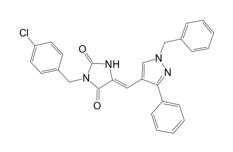 (5Z)-5-[(1-benzyl-3-phenyl-1H-pyrazol-4-yl)methylene]-3-(4-chlorobenzyl)-2,4-imidazolidinedione