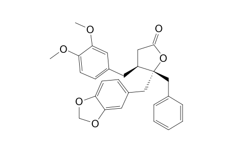 (3S*,4R*)-3-Benzyl-3-[3,4-(methylenedioxy)benzyl]-4-(3,4-dimethoxybenzyl)-.gamma.-butyrolactone