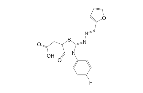 {(2Z)-3-(4-fluorophenyl)-2-[(2E)-2-(2-furylmethylene)hydrazono]-4-oxo-1,3-thiazolidin-5-yl}acetic acid