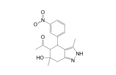 1-[6-hydroxy-3,6-dimethyl-4-(3-nitrophenyl)-4,5,6,7-tetrahydro-2H-indazol-5-yl]ethanone