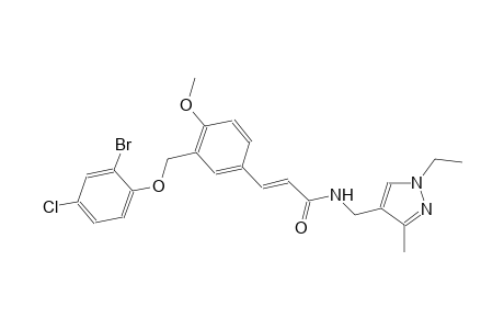 (2E)-3-{3-[(2-bromo-4-chlorophenoxy)methyl]-4-methoxyphenyl}-N-[(1-ethyl-3-methyl-1H-pyrazol-4-yl)methyl]-2-propenamide