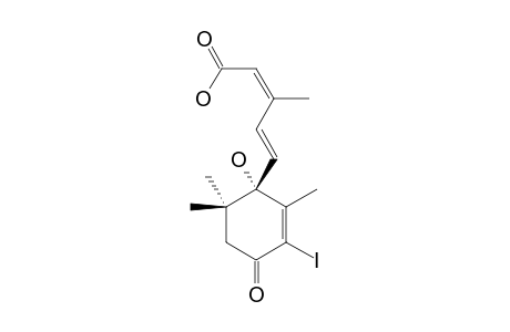 (+)-2Z,4E-5-[(1S)-1-HYDROXY-3-IODO-2,6,6-TRIMETHYL-4-OXO-2-CYClOHEXEN-1-YL]-3-METHYL-2,4-PENTADIENOIC-ACID;3'-IODO-ABA