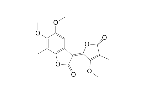 (3E)-3-(5-keto-3-methoxy-4-methyl-2-furylidene)-5,6-dimethoxy-7-methyl-benzofuran-2-one