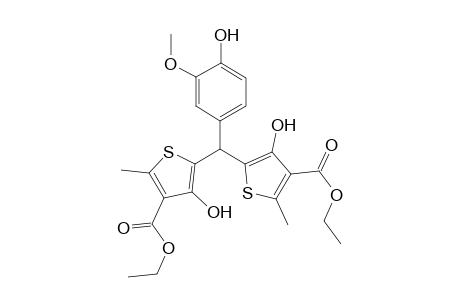 5-[(4-carbethoxy-3-hydroxy-5-methyl-2-thienyl)-(4-hydroxy-3-methoxy-phenyl)methyl]-4-hydroxy-2-methyl-thiophene-3-carboxylic acid ethyl ester