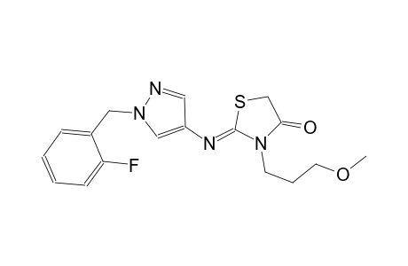 (2Z)-2-{[1-(2-fluorobenzyl)-1H-pyrazol-4-yl]imino}-3-(3-methoxypropyl)-1,3-thiazolidin-4-one