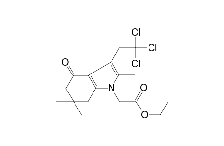 1H-indole-1-acetic acid, 4,5,6,7-tetrahydro-2,6,6-trimethyl-4-oxo-3-(2,2,2-trichloroethyl)-, ethyl ester