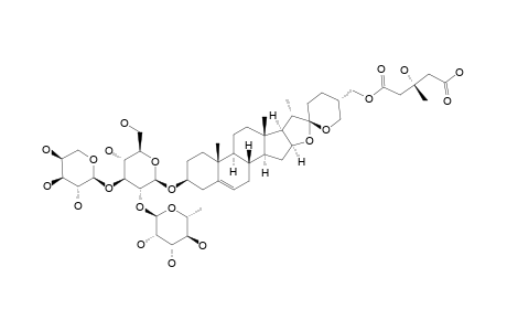 #6;(25R)-27-O-[(S)-3-HYDROXY-3-METHYLGLUTARYL]-SPIROST-5-ENE-3-BETA,27-DIOL-3-O-[O-ALPHA-L-RHAMNOPYRANOSYL-(1->2)-O-[ALPHA-L-ARABINOPYRANOSYL-(1->3)]-BETA-D-GL