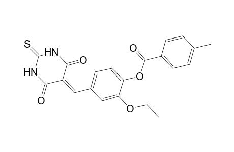 4-[(4,6-dioxo-2-thioxotetrahydro-5(2H)-pyrimidinylidene)methyl]-2-ethoxyphenyl 4-methylbenzoate