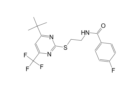 N-(2-{[4-tert-butyl-6-(trifluoromethyl)-2-pyrimidinyl]sulfanyl}ethyl)-4-fluorobenzamide