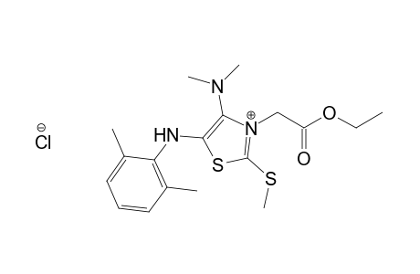 4-(Dimethylamino)-5-[(2,6-dimethylphenyl)amino]-3-[(ethoxycarbonyl)methyl]-2-(methylthio)thiazolium chloride