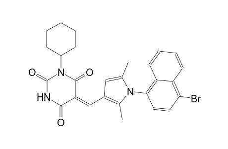 (5Z)-5-{[1-(4-bromo-1-naphthyl)-2,5-dimethyl-1H-pyrrol-3-yl]methylene}-1-cyclohexyl-2,4,6(1H,3H,5H)-pyrimidinetrione