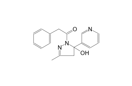 1H-pyrazol-5-ol, 4,5-dihydro-3-methyl-1-(phenylacetyl)-5-(3-pyridinyl)-