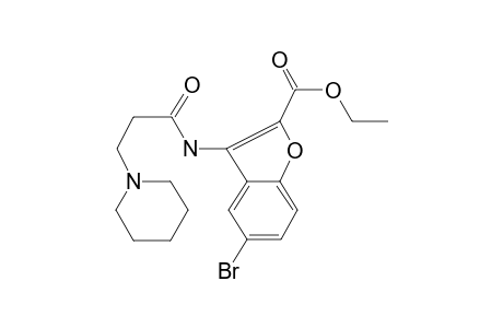 Benzofurane-2-carboxylic acid, 5-bromo-3-[1-oxo-3-(1-piperidyl)propylamino]-, ethyl ester