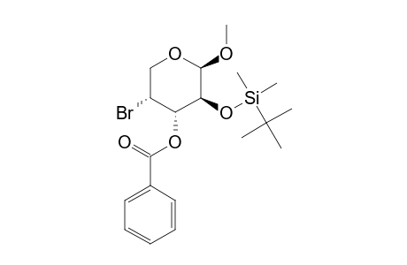 Methyl 3-o-benzoyl-4-bromo-2-o-[(T-butyl)dimethylsilyl]-4-deoxy-.beta.-D-arabinoside