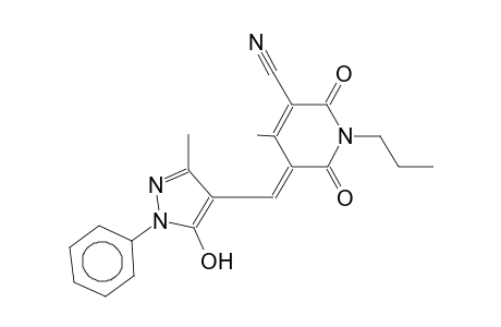 1-propyl-3-(1-phenyl-3-methyl-5-hydroxy-4-pyrazolyl)methylene-4-methyl-5-cyano-2,6-dioxo-2,3,6,1-tetrahydropyridine