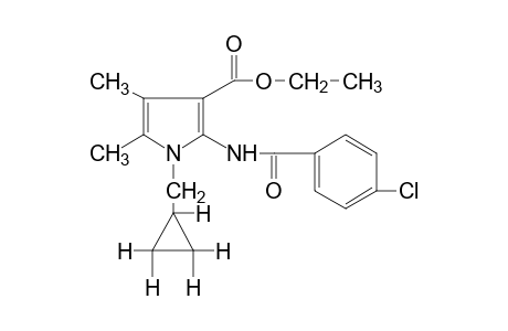2-(p-chlorobenzamido)-1-(cyclopropylmethyl)-4,5-dimethylpyrrole-3-carboxylic acid, ethyl ester