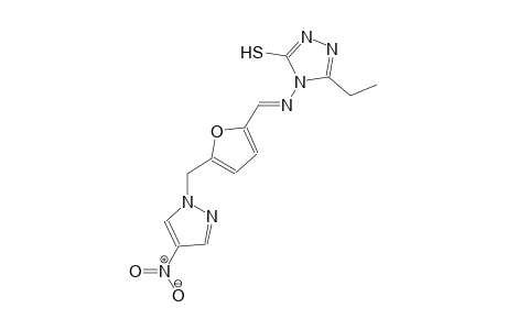 5-ethyl-4-[((E)-{5-[(4-nitro-1H-pyrazol-1-yl)methyl]-2-furyl}methylidene)amino]-4H-1,2,4-triazole-3-thiol