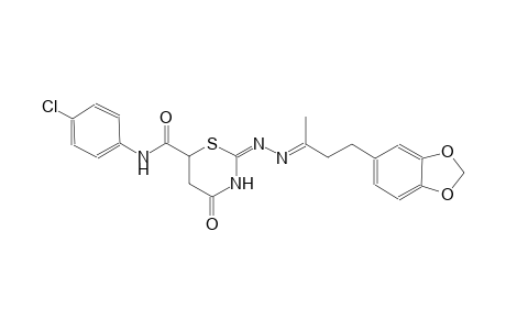 (2E)-2-{(2E)-2-[3-(1,3-benzodioxol-5-yl)-1-methylpropylidene]hydrazono}-N-(4-chlorophenyl)-4-oxo-1,3-thiazinane-6-