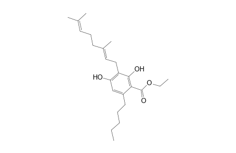 .beta.-Resorcylic acid, 3-(3,7-dimethyl-2,6-octadienyl)-6-pentyl-, ethyl ester, (E)-