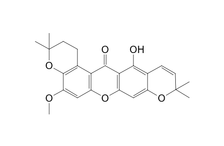 Garcimangosone-B;1-hydroxy-6-methoxy-6',6'-dimethylpyrano-(2',3':3,2)-6'',6''-dimethylpyrano-(2'',3'':7,6)-xanthone